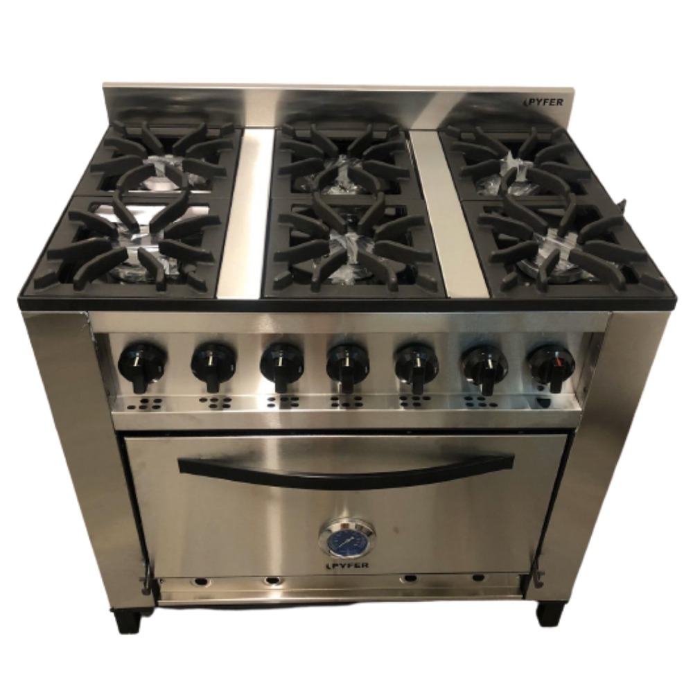 Cocina Industrial Depaolo 6 Hornallas 90cm Horno Pizzero