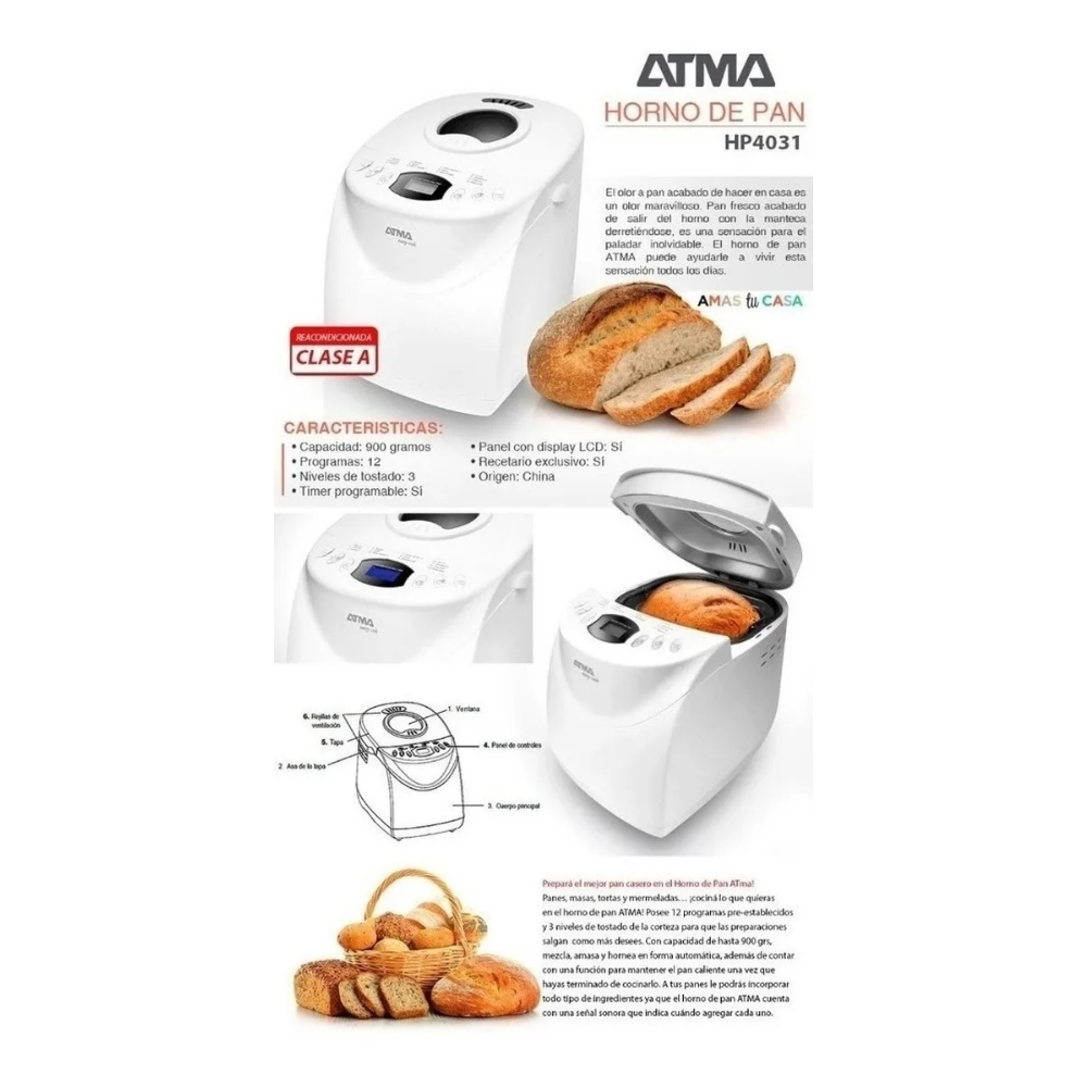 Horno de pan Atma HP4031e – Casa Belgrano